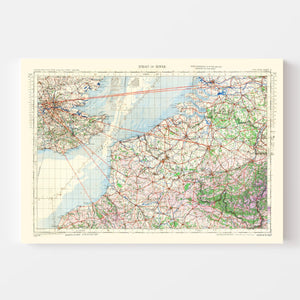 Vintage Strait of Dover Map 1944