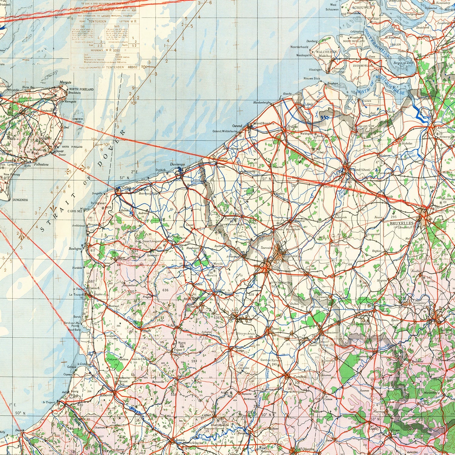 Vintage Strait of Dover Map 1944