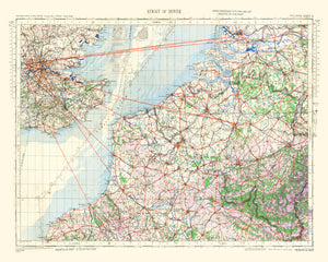 Vintage Strait of Dover Map 1944