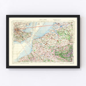 Vintage Strait of Dover Map 1944