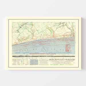 Vintage Omaha Beach D-Day Map 1944