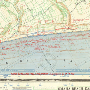 Vintage Omaha Beach D-Day Map 1944