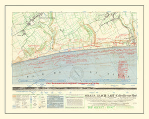 Vintage Omaha Beach D-Day Map 1944