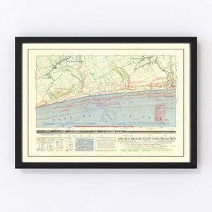 Vintage Omaha Beach D-Day Map 1944