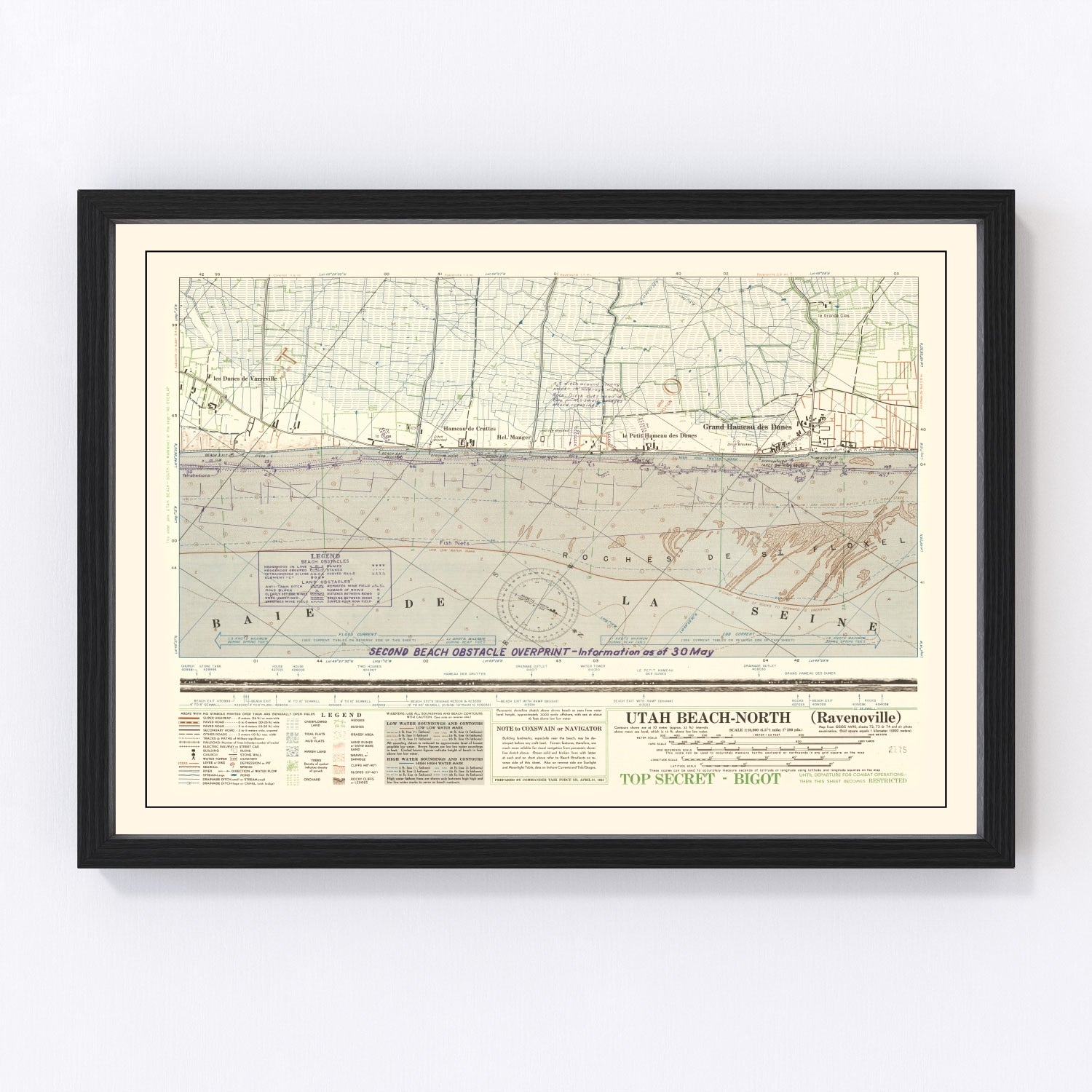 Vintage Utah Beach D-Day Map 1944