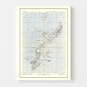 Vintage Okinawa World War II Map 1945