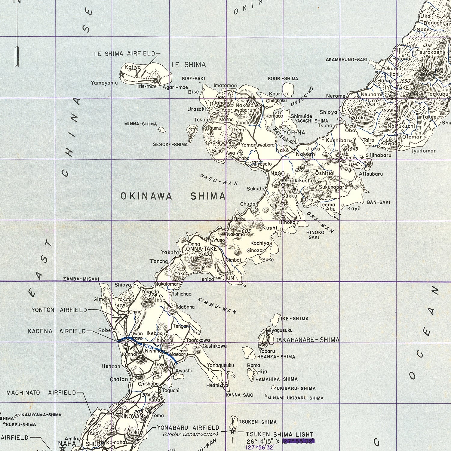 Vintage Okinawa World War II Map 1945