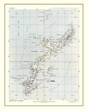 Vintage Okinawa World War II Map 1945