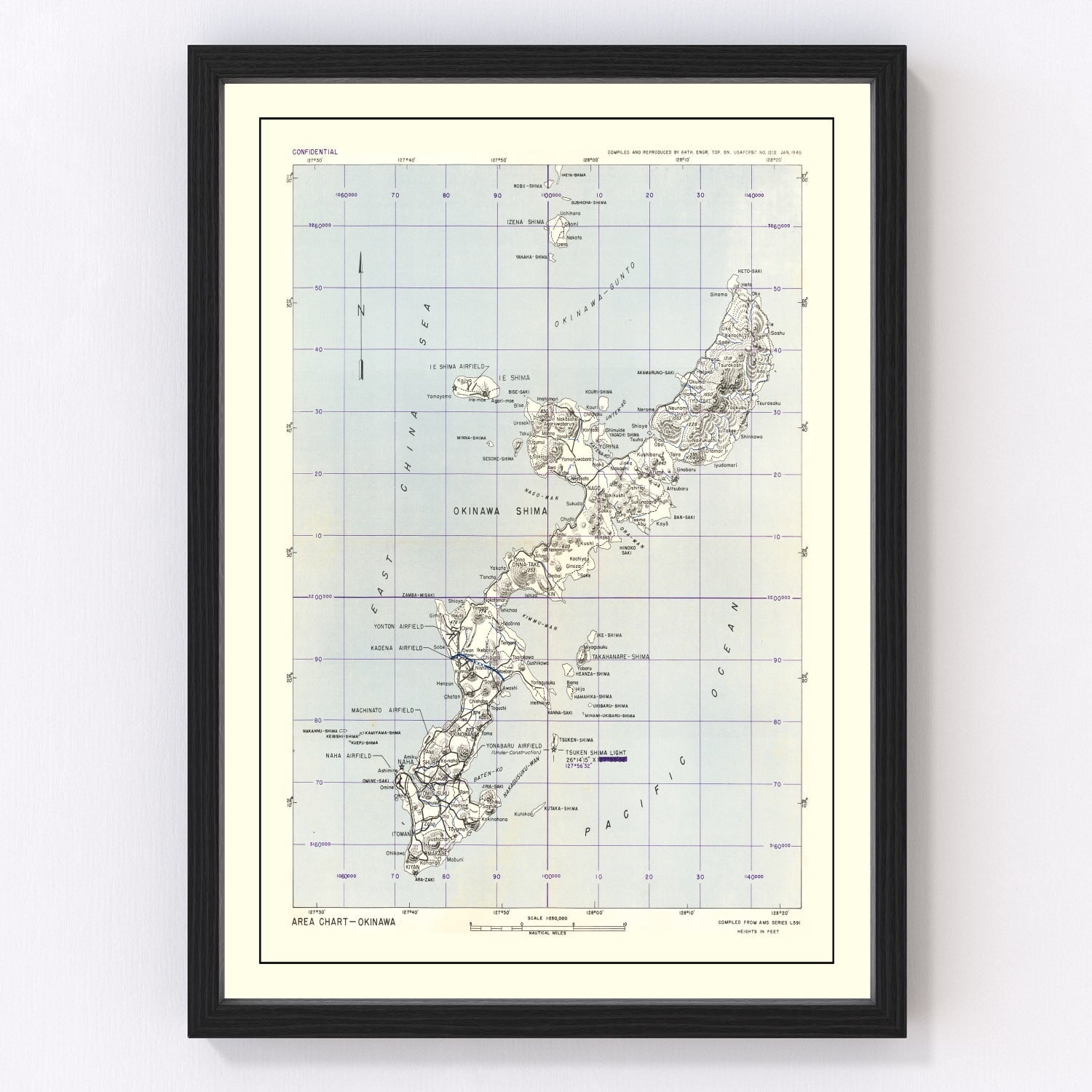 Vintage Okinawa World War II Map 1945