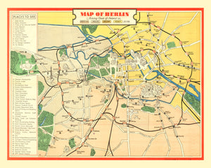 Vintage Map of Berlin, Germany 1945