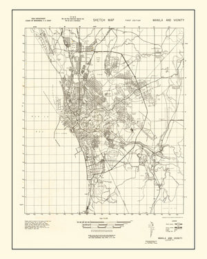 Vintage Manila Philippines World War II Map 1945