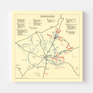 Vintage Battle of Bastogne Map 1944