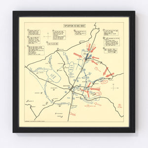 Vintage Battle of Bastogne Map 1944