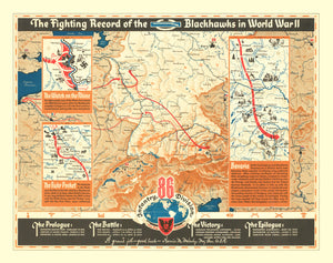Vintage Fighting Record of the Blackhawks in WWII Map 1946