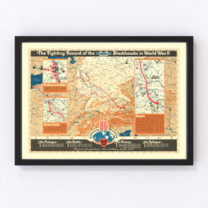 Vintage Fighting Record of the Blackhawks in WWII Map 1946