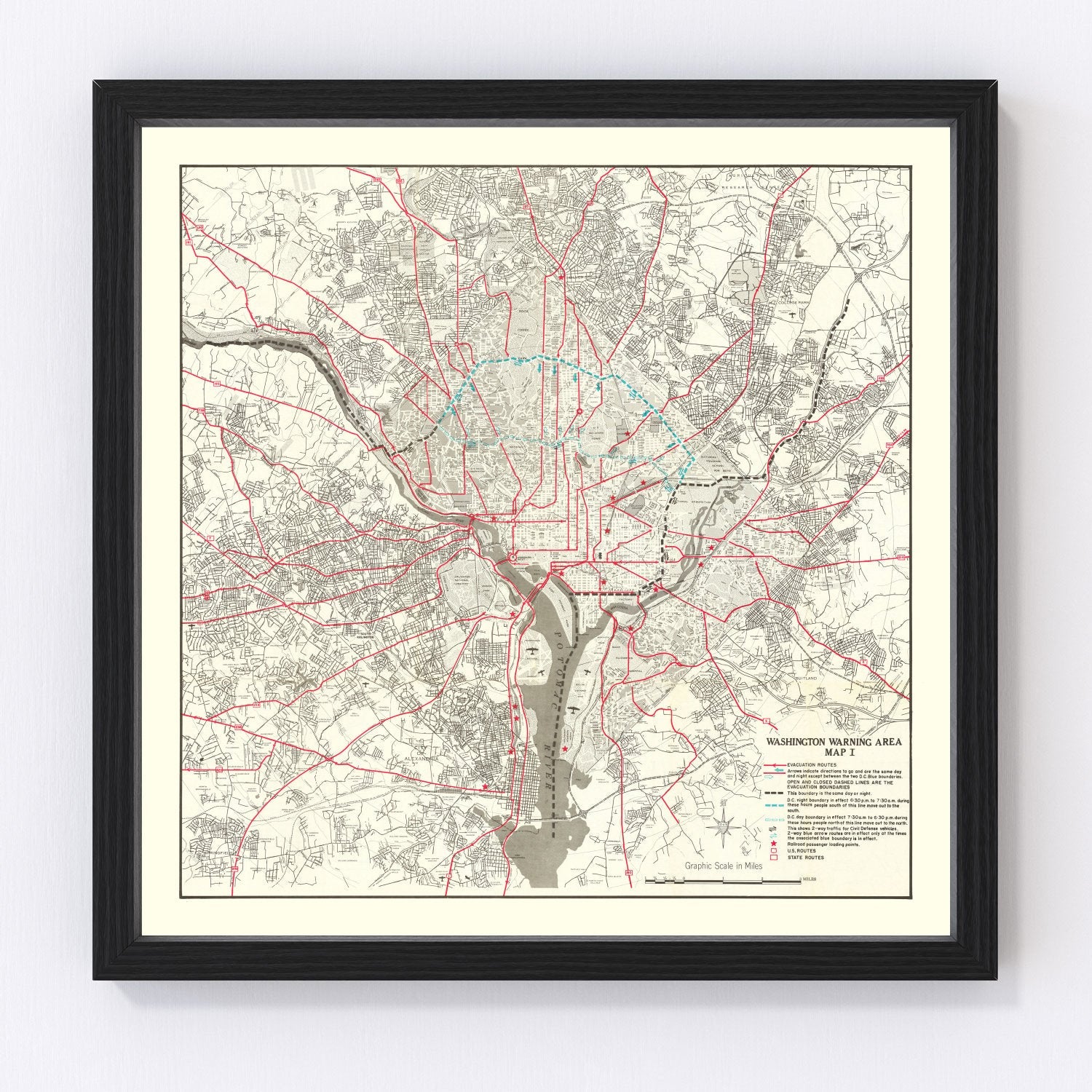 Vintage Map of Washington DC, Washington DC 1959