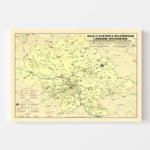 Vintage Warsaw Poland Nazi Invasion Map 1945