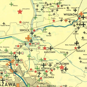 Vintage Warsaw Poland Nazi Invasion Map 1945
