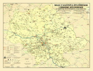 Vintage Warsaw Poland Nazi Invasion Map 1945