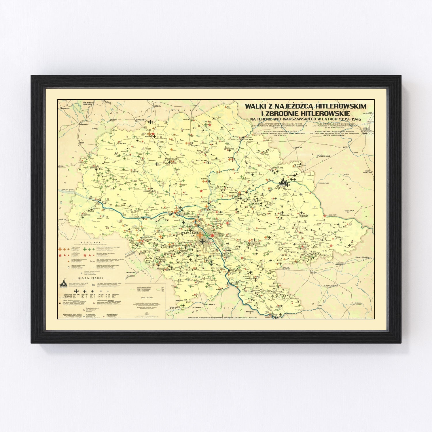 Vintage Warsaw Poland Nazi Invasion Map 1945