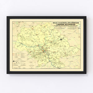 Vintage Warsaw Poland Nazi Invasion Map 1945