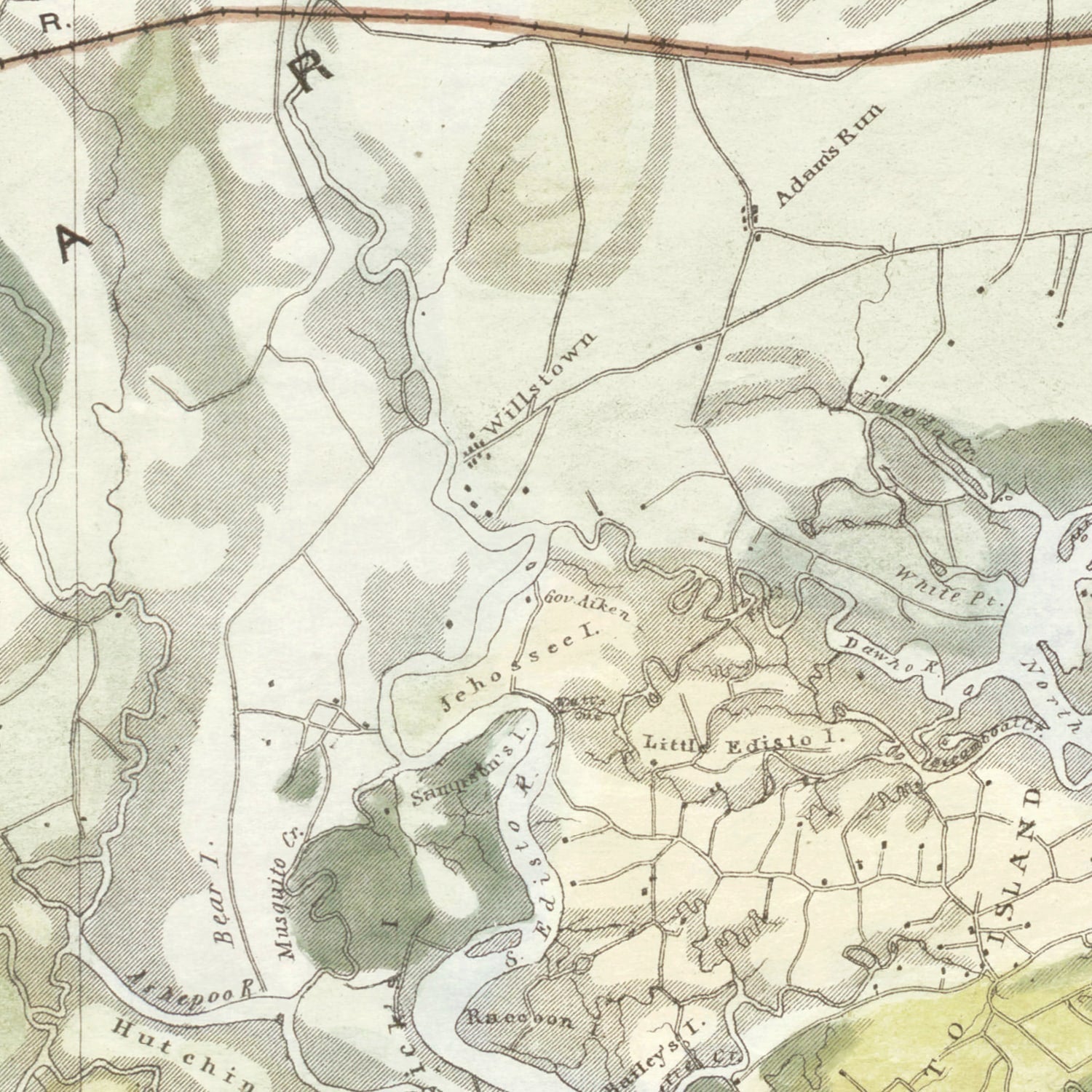 Vintage South Carolina Coast Map 1862