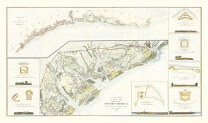 Vintage South Carolina Coast Map 1862