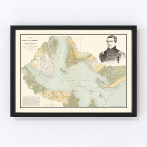 Vintage Charleston Harbor Map 1861