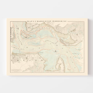 Vintage Charleston Harbor Map 1861