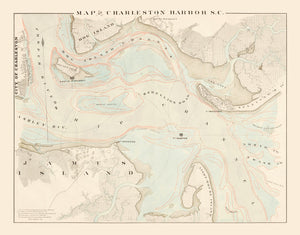 Vintage Charleston Harbor Map 1861
