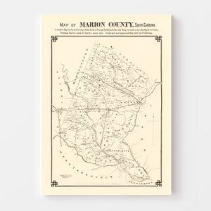 Vintage Map of Marion County, South Carolina 1825