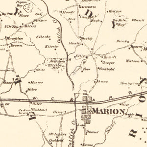 Vintage Map of Marion County, South Carolina 1825