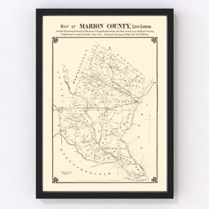 Vintage Map of Marion County, South Carolina 1825