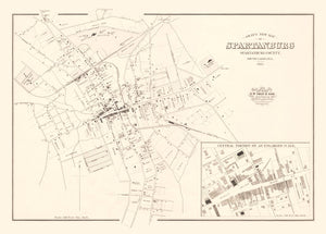 Vintage Map of Spartanburg, South Carolina 1882