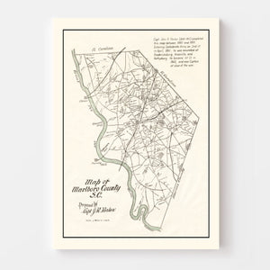 Vintage Map of Marlboro County, South Carolina 1880