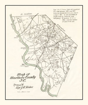 Vintage Map of Marlboro County, South Carolina 1880