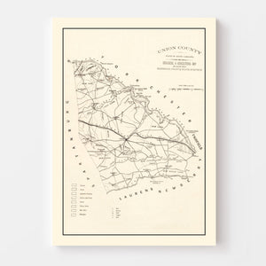Vintage Map of Union County, South Carolina 1873