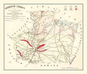 Vintage Map of Kershaw County, South Carolina 1873