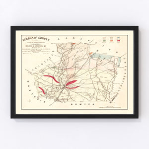 Vintage Map of Kershaw County, South Carolina 1873