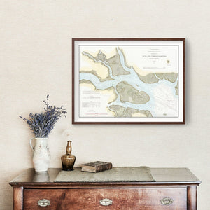 Vintage Entrance To Bull & Combahee Rivers Map 1871