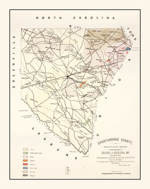 Vintage Map of Spartanburg County, South Carolina 1880
