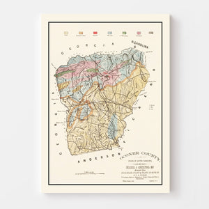 Vintage Map of Oconee County, South Carolina 1880