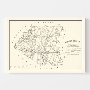 Vintage Map of Sumter County, South Carolina 1880