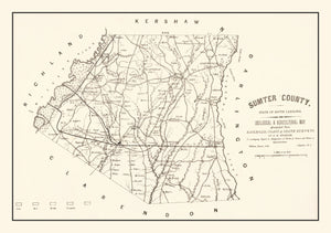 Vintage Map of Sumter County, South Carolina 1880