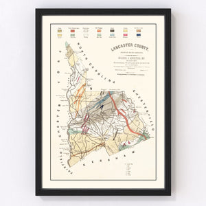 Vintage Map of Lancaster County, South Carolina 1880