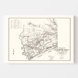 Vintage Map of Charleston County, South Carolina 1938