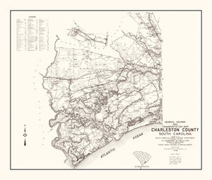 Vintage Map of Charleston County, South Carolina 1938
