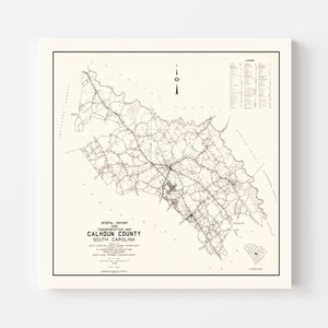 Vintage Map of Calhoun County, South Carolina 1938