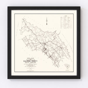 Vintage Map of Calhoun County, South Carolina 1938