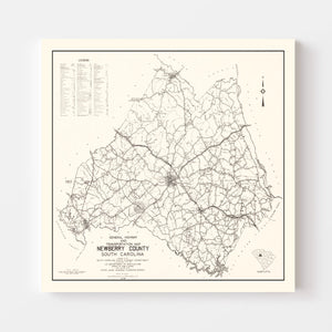 Vintage Map of Newberry County, South Carolina 1938